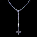 18K WHITE GOLD ST PETER'S CROSS TENNIS CHAIN ROSARY