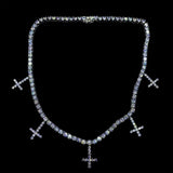 18K WHITE GOLD ST PETERS CROSS TENNIS CHAIN NECKLACE