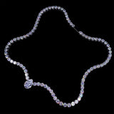 18K WHITE GOLD TENNIS CHAIN GEMSTONE NECKLACE