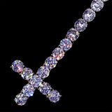 18K WHITE GOLD ST PETER'S CROSS TENNIS CHAIN ROSARY