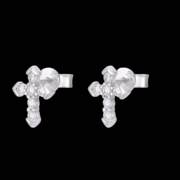 SPIKED DIAMOND CROSS EARINGS