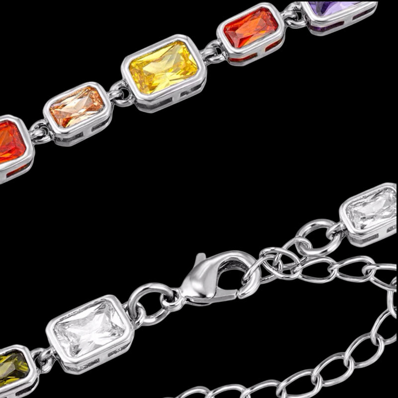 MULTICOLOR PRINCESS CUT DIAMOND BRACELET