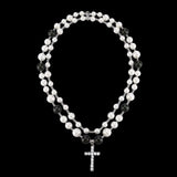 LAYERED BEAD CROSS NECKLACE