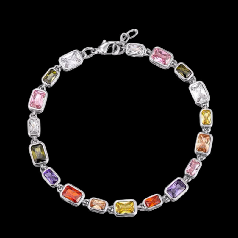 MULTICOLOR PRINCESS CUT DIAMOND BRACELET