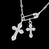 DOUBLE CROSS DIAMOND NECKLACE