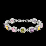 MULTICOLOR PRINCESS CUT TENNIS BRACELET