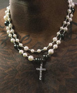 LAYERED BEAD CROSS NECKLACE