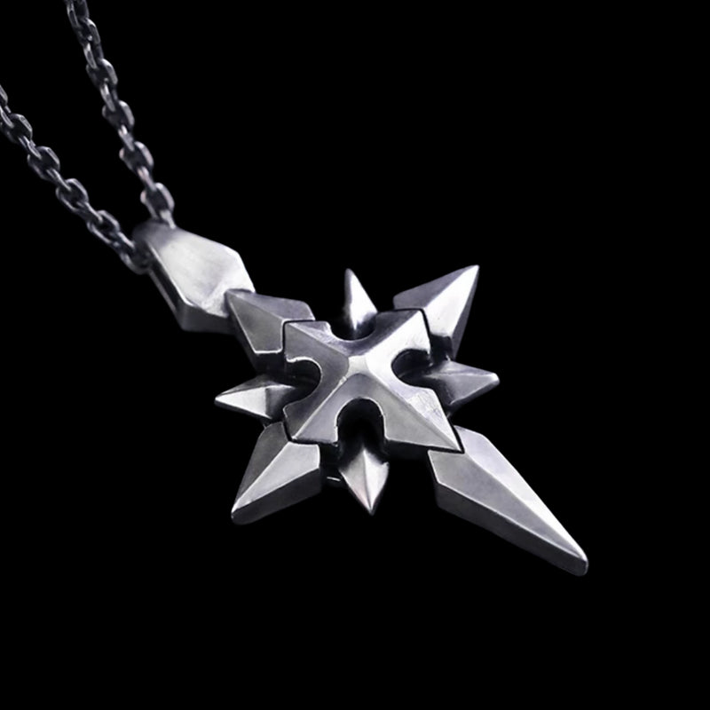 SPIKED STAR CROSS NECKLACE