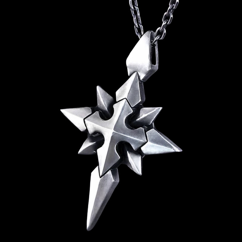 SPIKED STAR CROSS NECKLACE